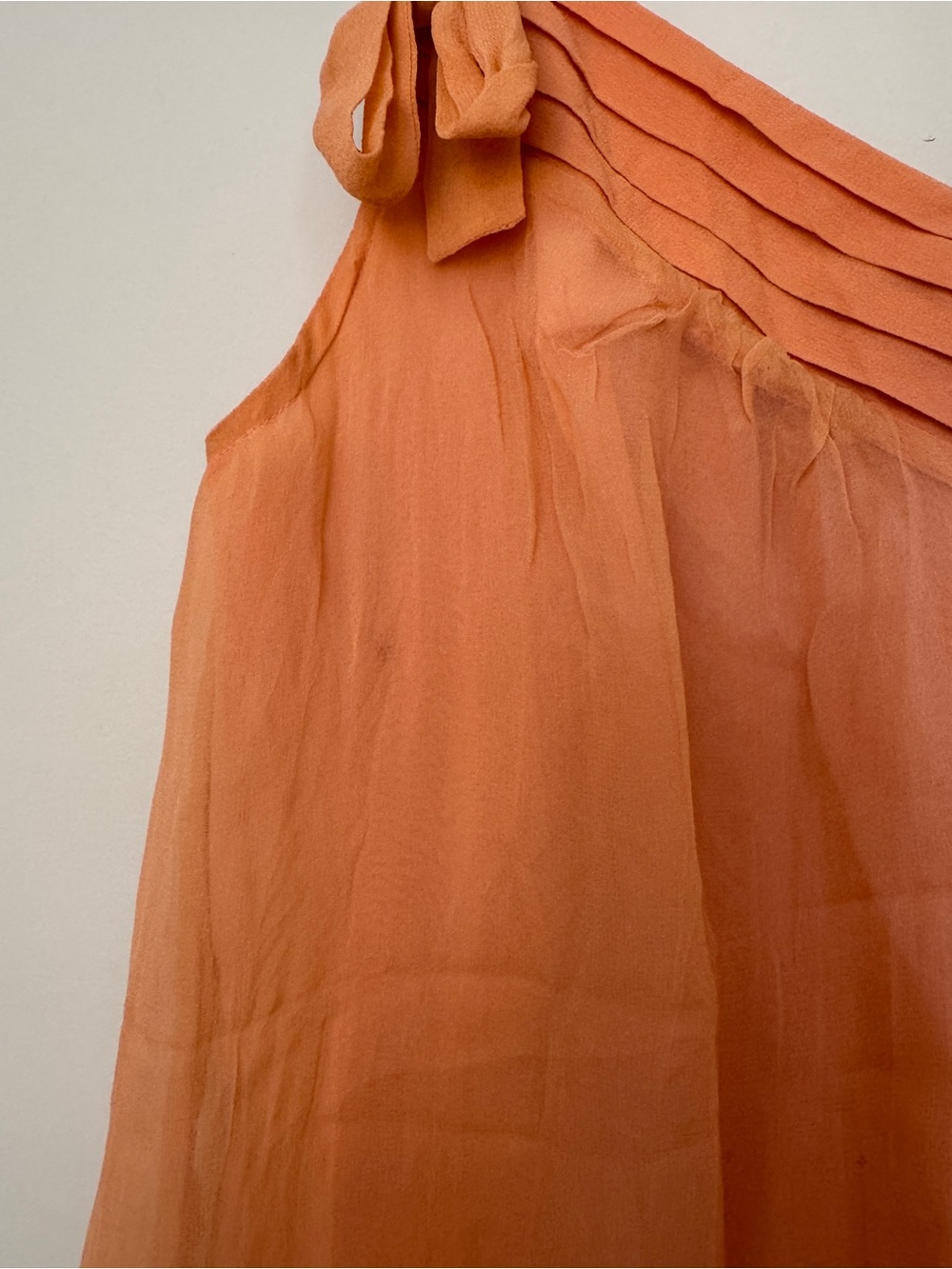 Vintage Forever 21 Peach V-Neck Pleated Silk Tank - Picture 3 of 7